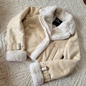 Hollister Faux Sherpa Sheepskin Fur Coat Jacket Sz Small